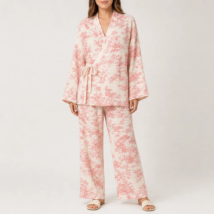 Sienna | Graceful Wrap Front Floral Ladies Pyjamas Set