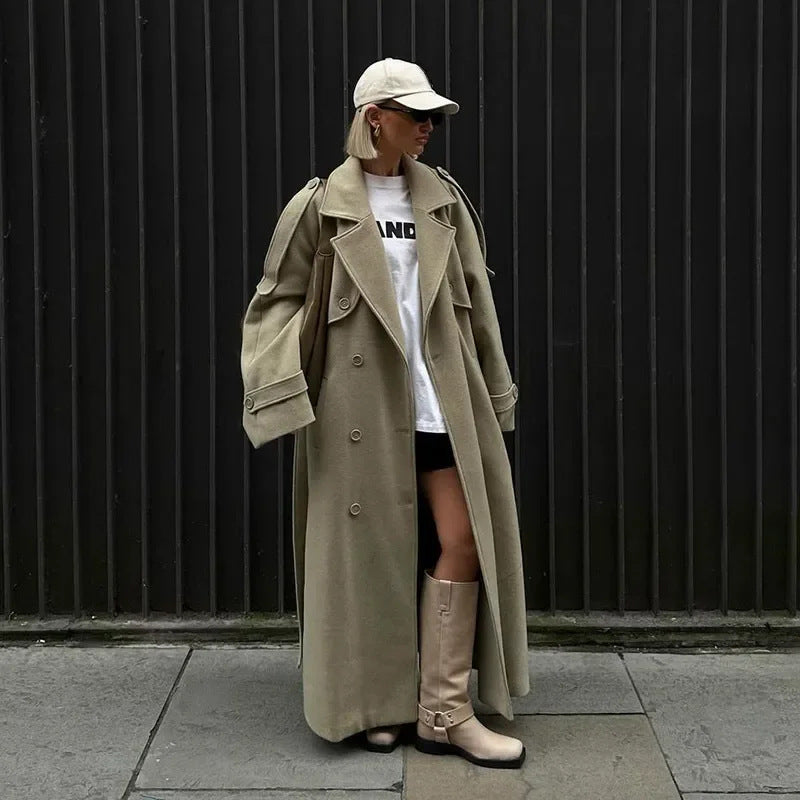 Sofia | Graceful Oversized Double-Breasted Belted Long Coat