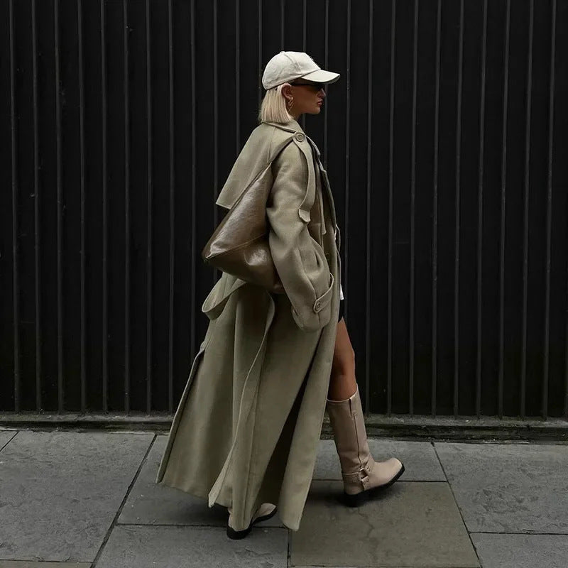 Sofia | Graceful Oversized Double-Breasted Belted Long Coat