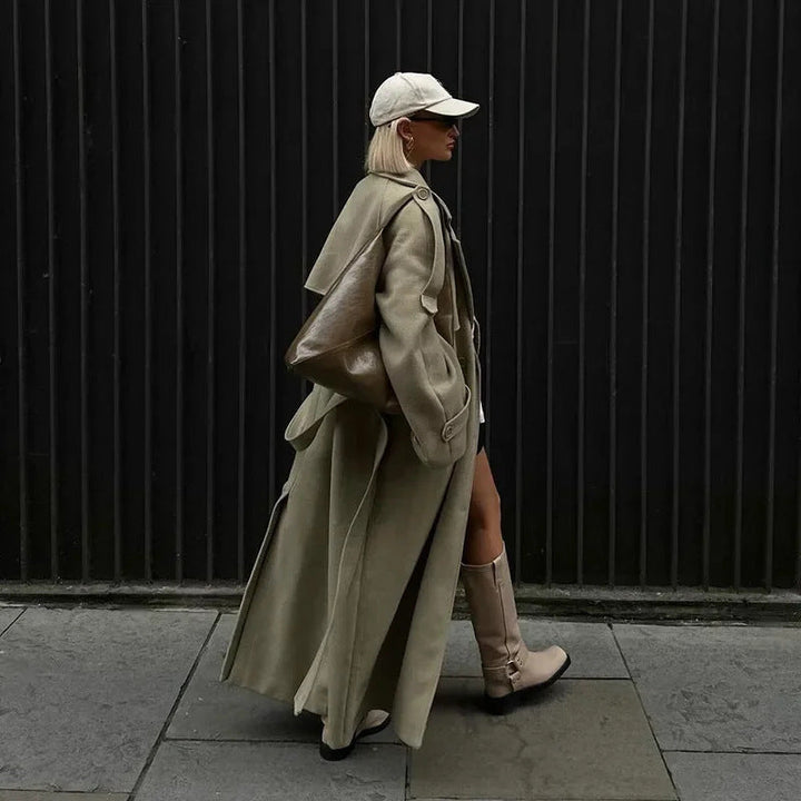 Sofia | Graceful Oversized Double-Breasted Belted Long Coat