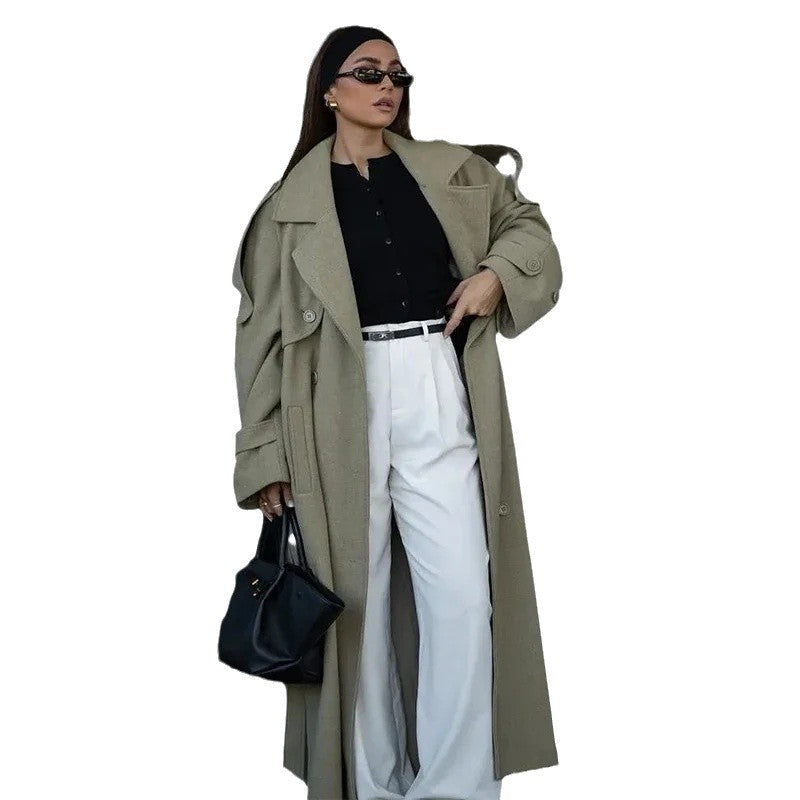 Sofia | Graceful Oversized Double-Breasted Belted Long Coat