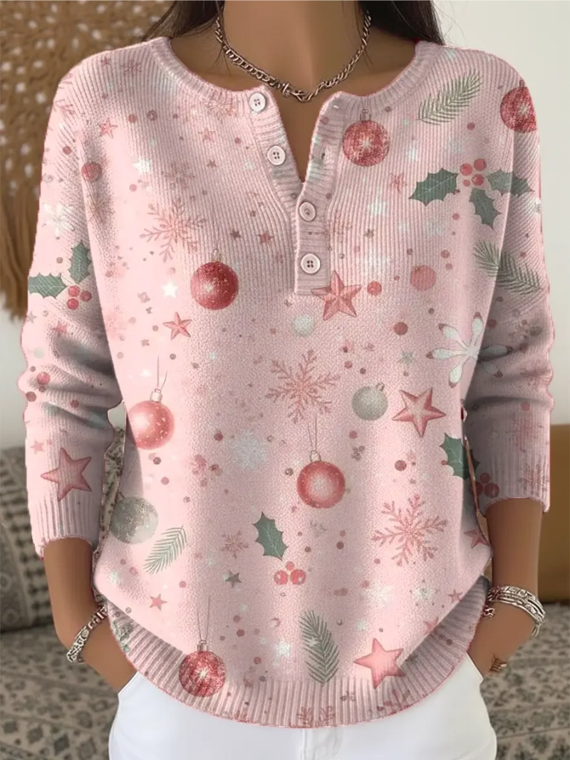 Sophia | Cosy Button Neck Christmas Jumper for Women