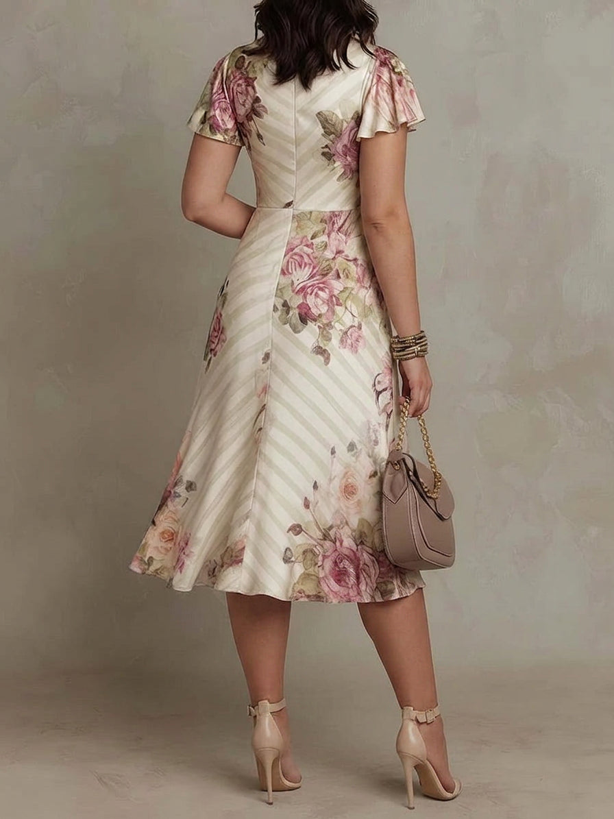 Sophie | Cosy Floral Wrap Midi Christmas Party Dress