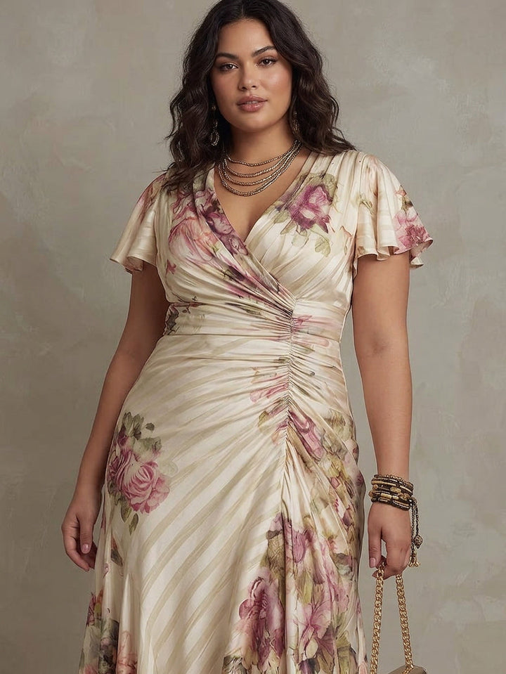 Sophie | Cosy Floral Wrap Midi Christmas Party Dress