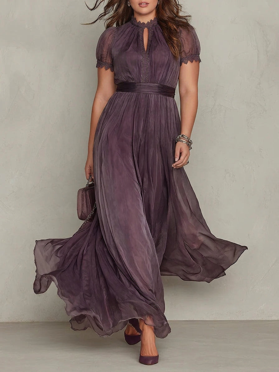Thea | Effortless Lace-Trim Ombre Maxi Christmas Dress