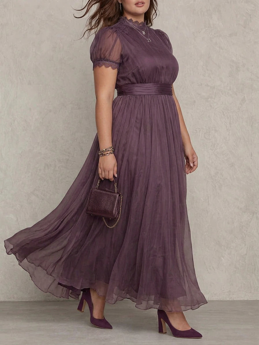 Thea | Effortless Lace-Trim Ombre Maxi Christmas Dress