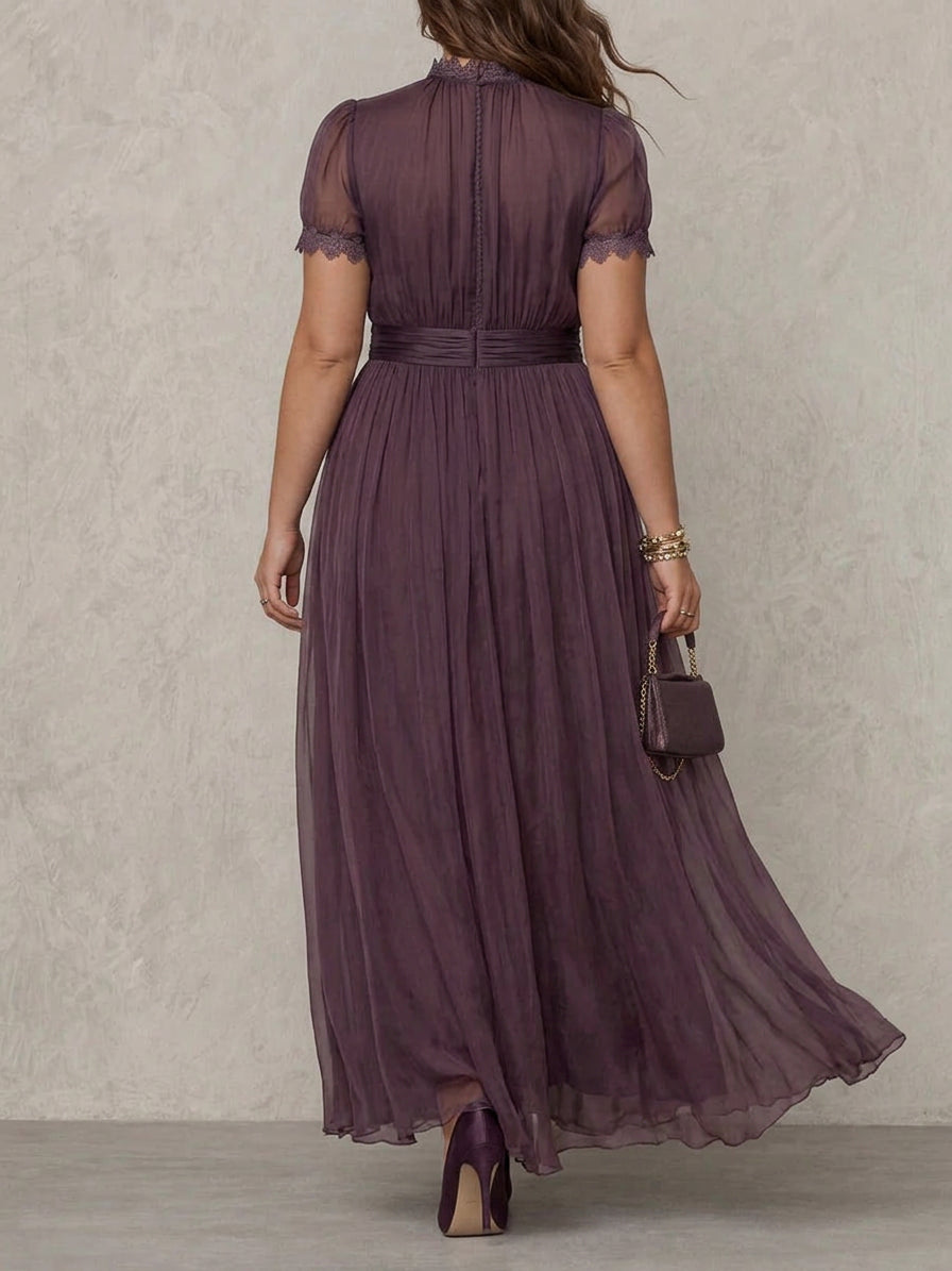 Thea | Effortless Lace-Trim Ombre Maxi Christmas Dress