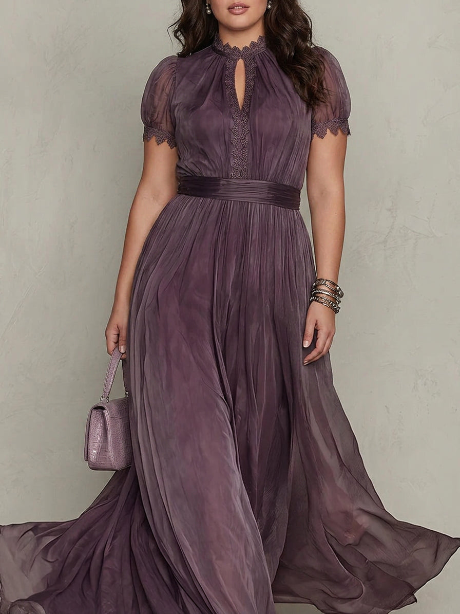 Thea | Effortless Lace-Trim Ombre Maxi Christmas Dress