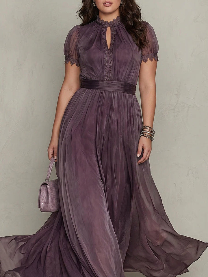 Thea | Effortless Lace-Trim Ombre Maxi Christmas Dress