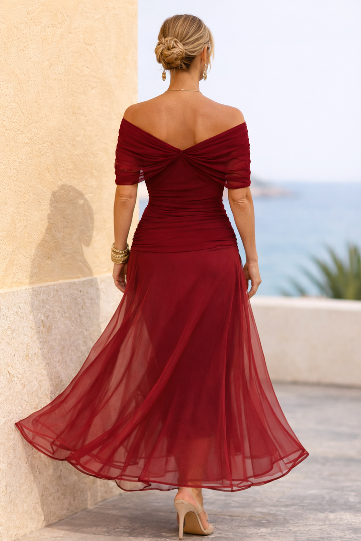 Thea | Effortless Wrap Pleated Maxi Christmas Dress