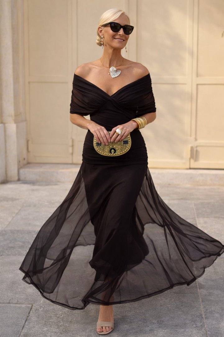 Thea | Effortless Wrap Pleated Maxi Christmas Dress