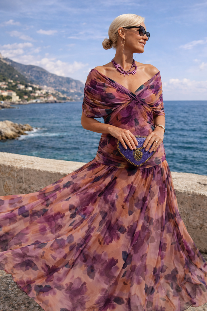 Thea | Effortless Wrap Pleated Maxi Christmas Dress