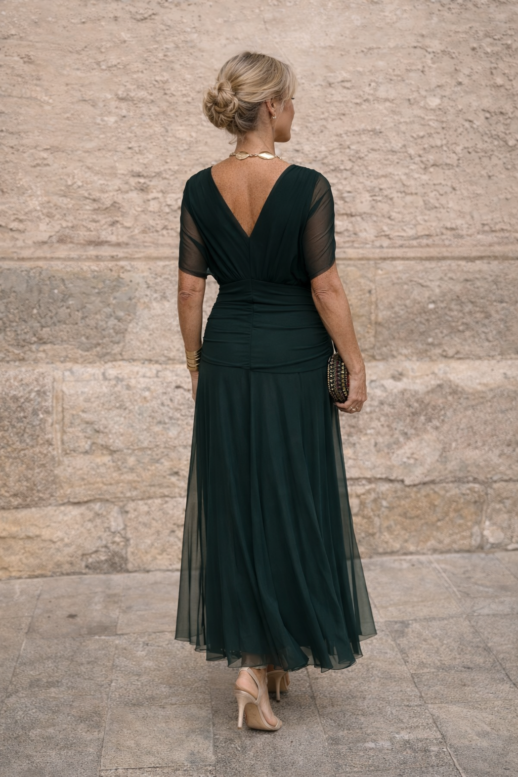 Thea | Effortless Wrap Pleated Maxi Christmas Dress