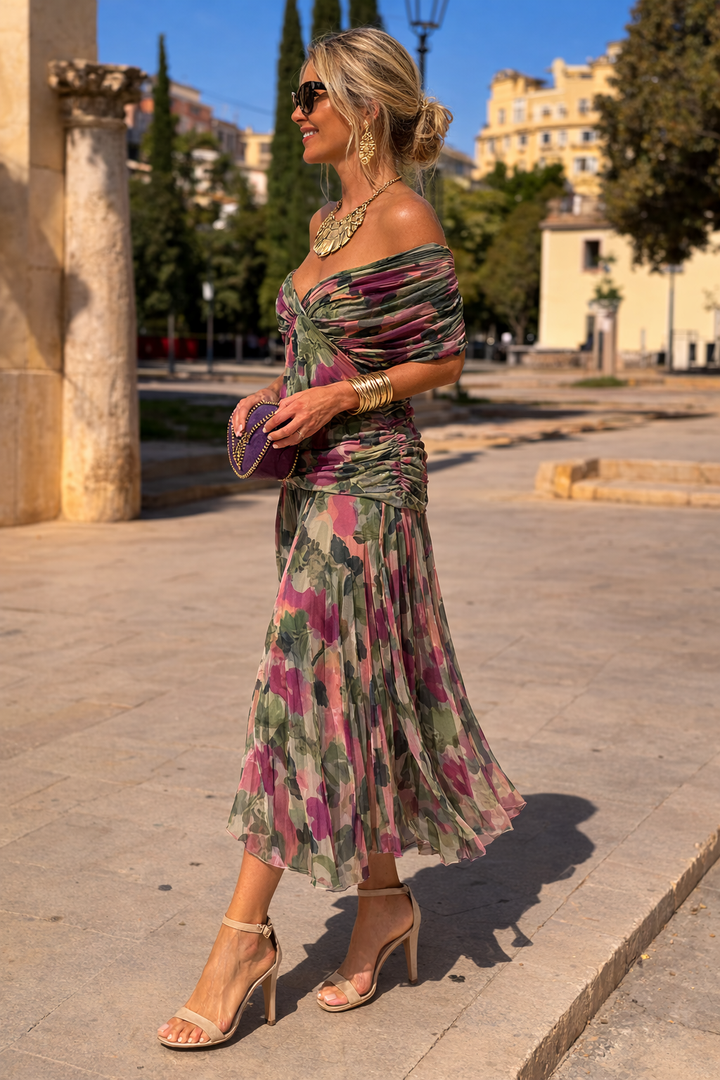 Thea | Effortless Wrap Pleated Maxi Christmas Dress