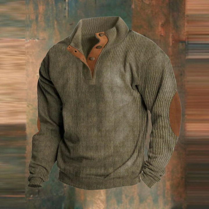 Theodore | Cosy Ribbed Quarter-Zip Mens Jumper with Elbow Patches