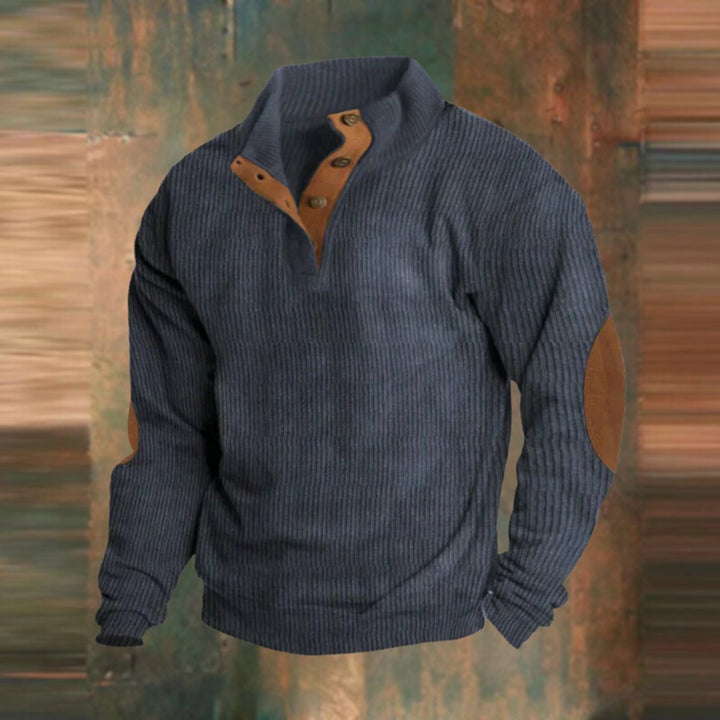 Theodore | Cosy Ribbed Quarter-Zip Mens Jumper with Elbow Patches
