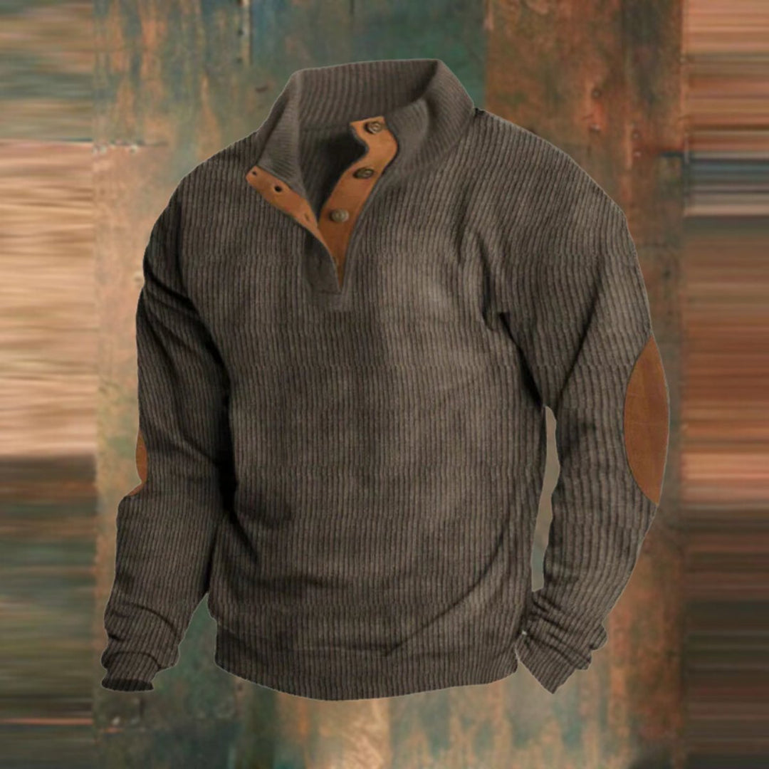 Theodore | Cosy Ribbed Quarter-Zip Mens Jumper with Elbow Patches