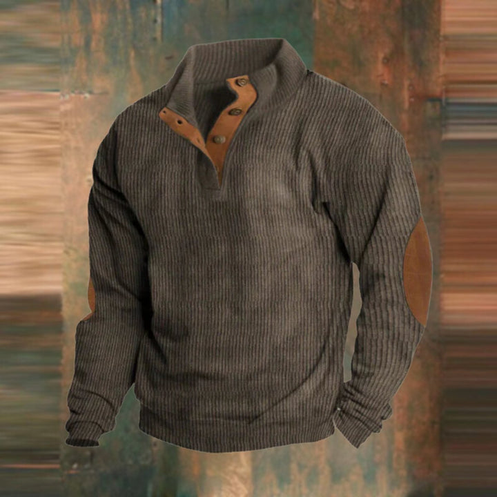 Theodore | Cosy Ribbed Quarter-Zip Mens Jumper with Elbow Patches