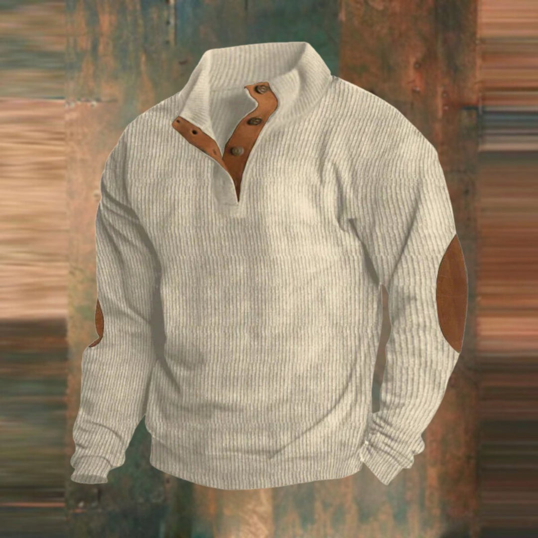Theodore | Cosy Ribbed Quarter-Zip Mens Jumper with Elbow Patches