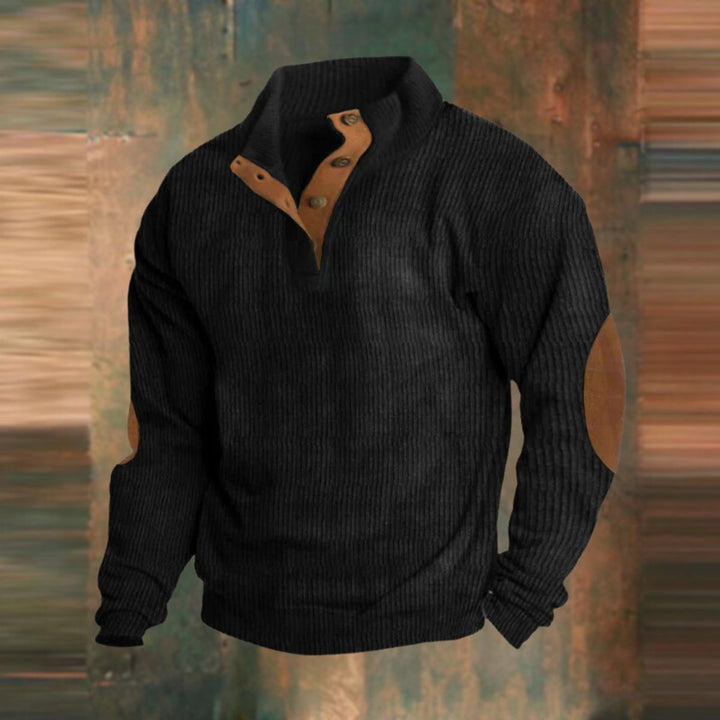 Theodore | Cosy Ribbed Quarter-Zip Mens Jumper with Elbow Patches