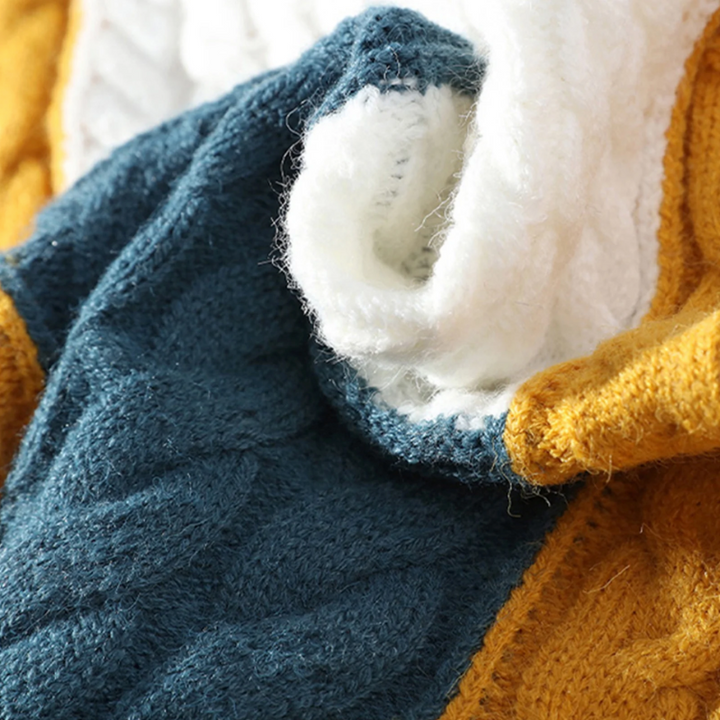 Theodore | Patchwork Roll Neck Mens Knit Jumper