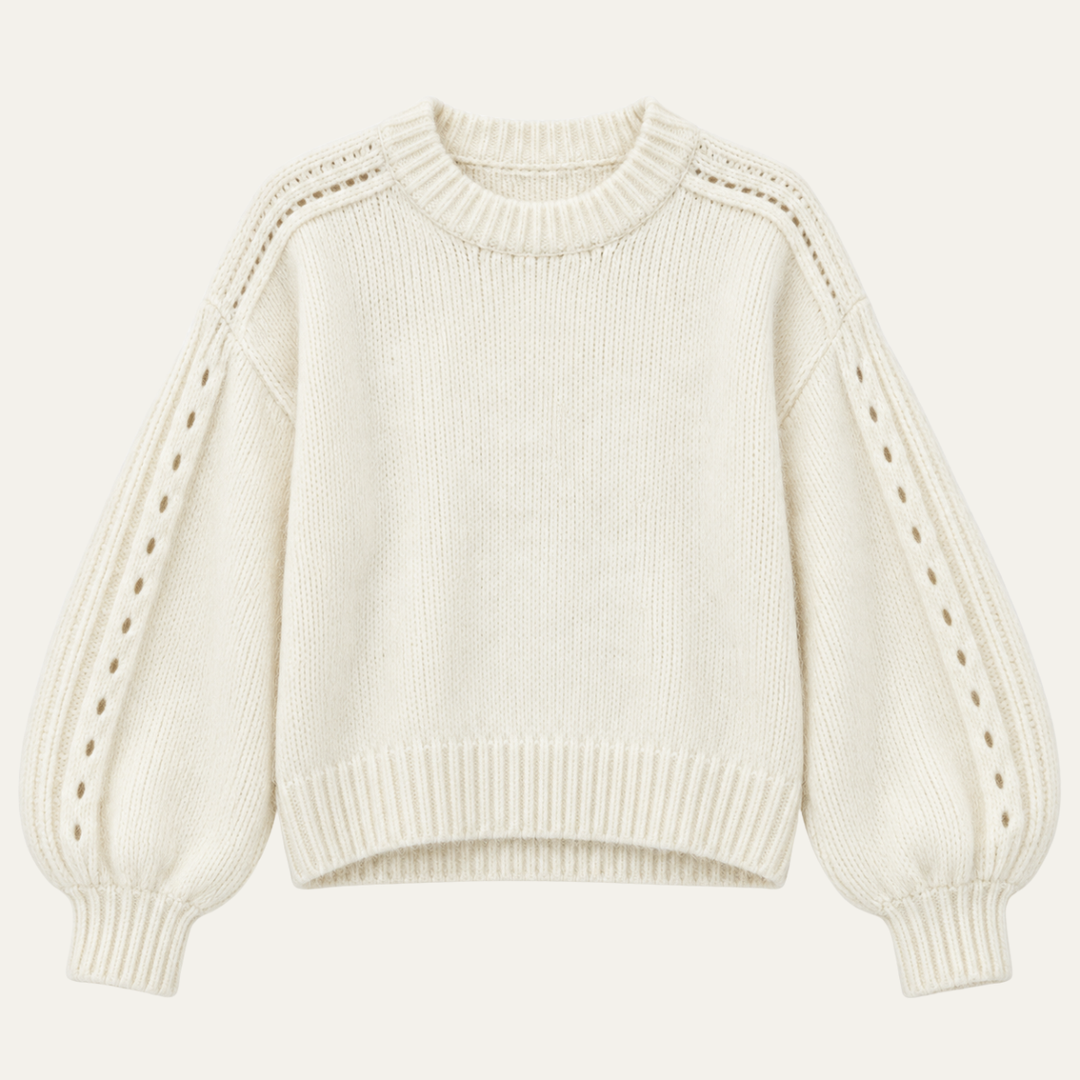 Violet | Chic Lantern Sleeve Crew Neck Christmas Jumper for Women