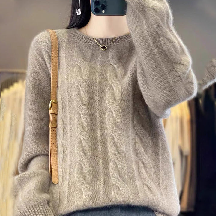 Violet | Classic Cable Knit Womens Jumpers with Crew Neck