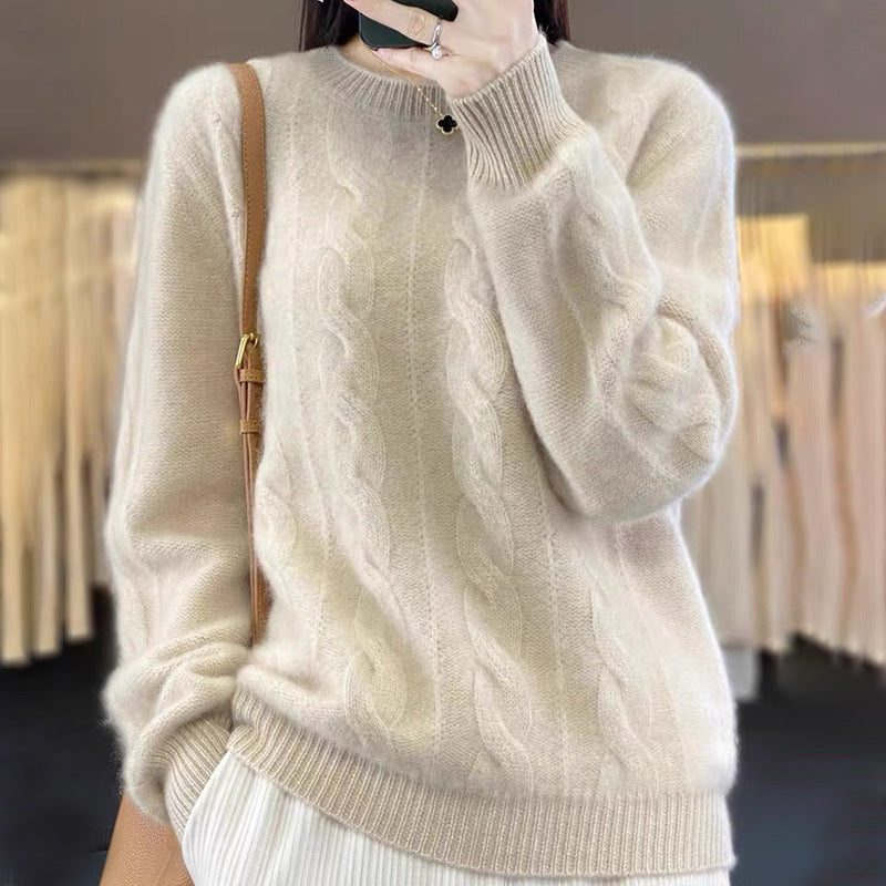 Violet | Classic Cable Knit Womens Jumpers with Crew Neck