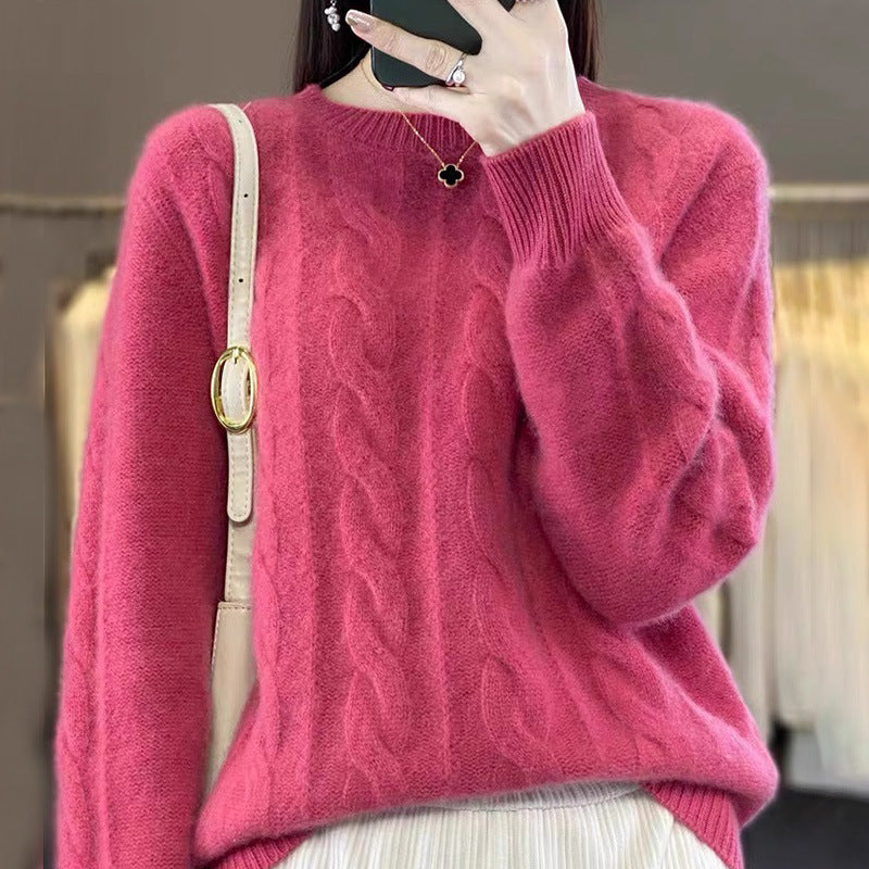 Violet | Classic Cable Knit Womens Jumpers with Crew Neck