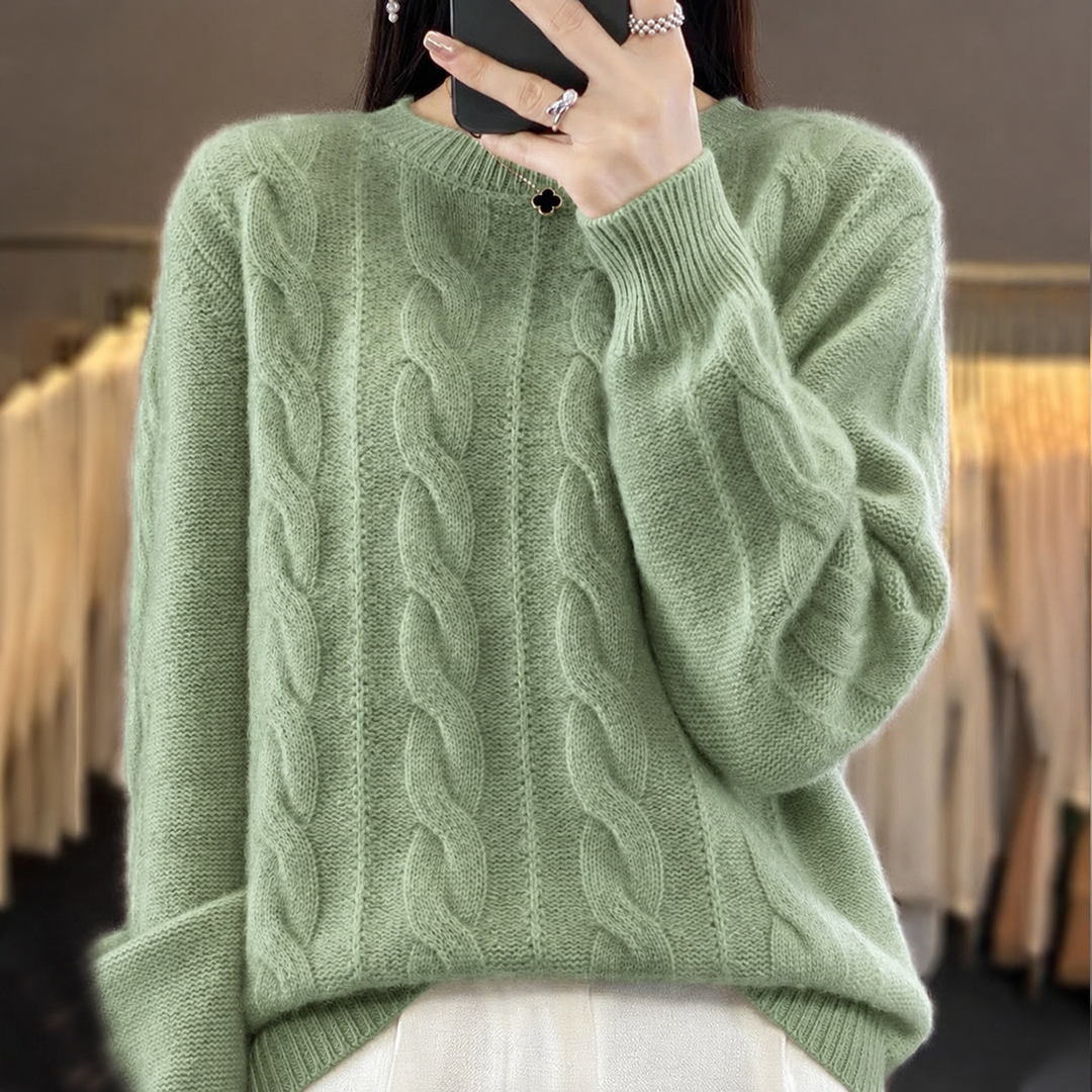 Violet | Classic Cable Knit Womens Jumpers with Crew Neck