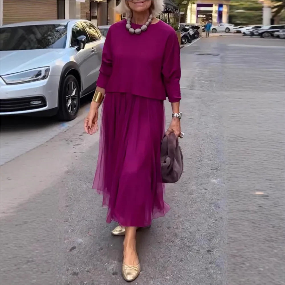 Violet | Classic Mesh Panel Christmas Party Dress