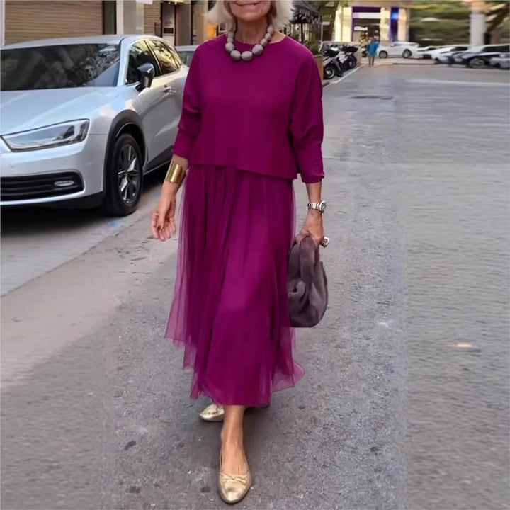 Violet | Classic Mesh Panel Christmas Party Dress