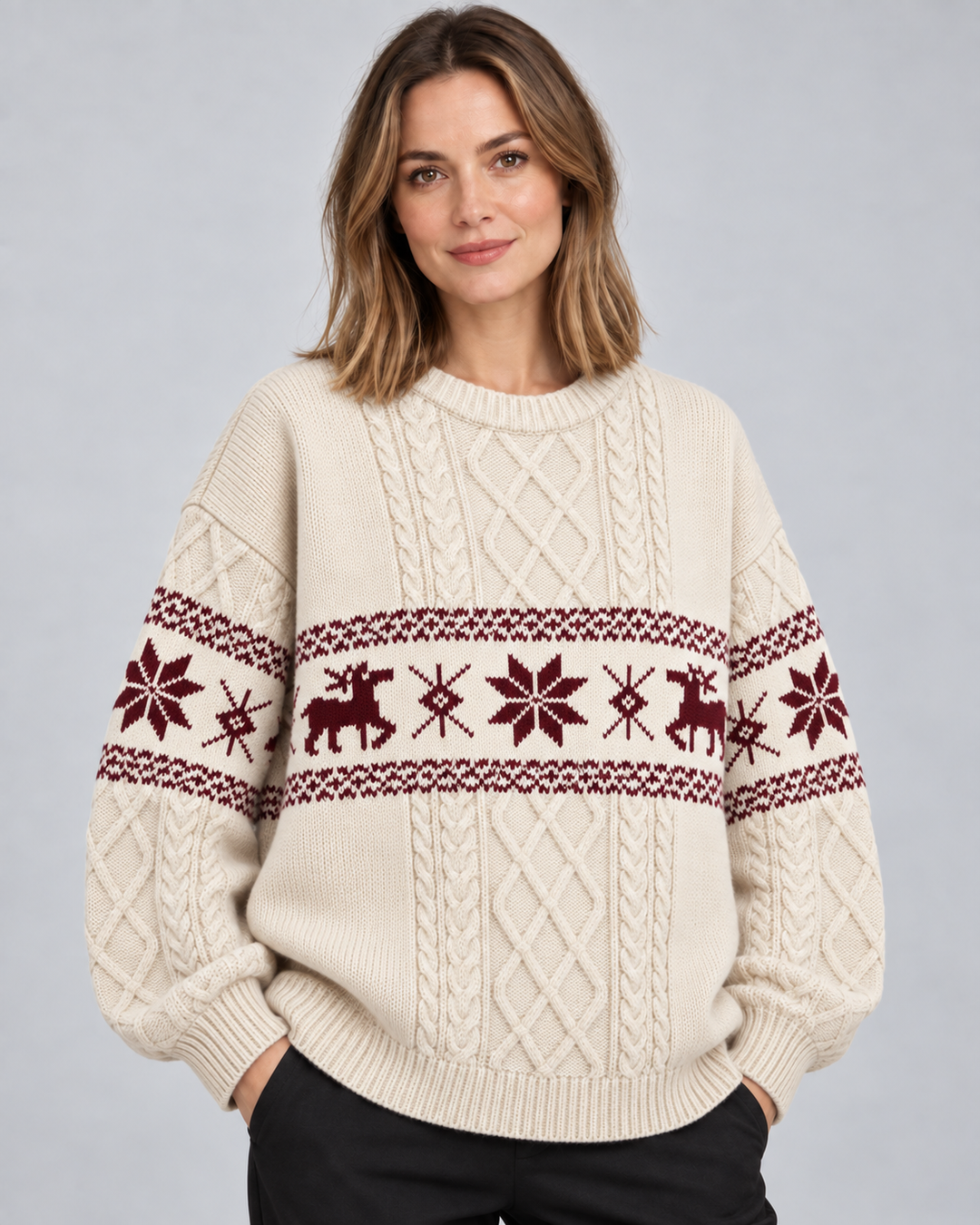 Violet | Relaxed Cable Knit Christmas Jumper for Women