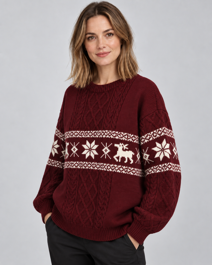 Violet | Relaxed Cable Knit Christmas Jumper for Women