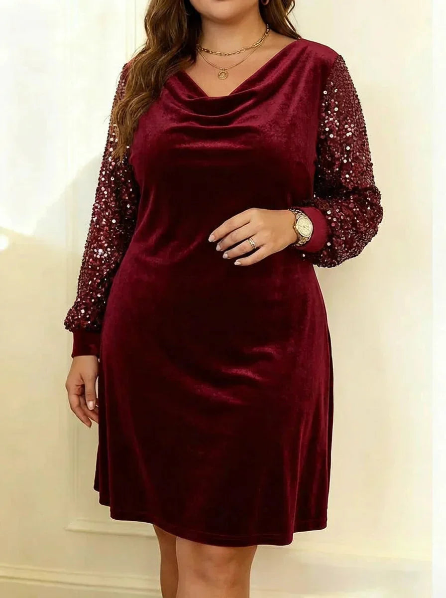 Willow | Graceful Sequin Sleeve Christmas Party Dress
