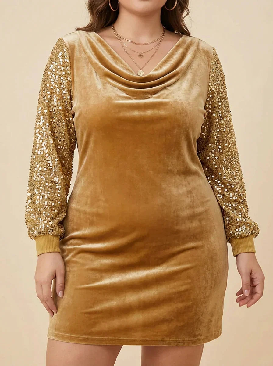 Willow | Graceful Sequin Sleeve Christmas Party Dress