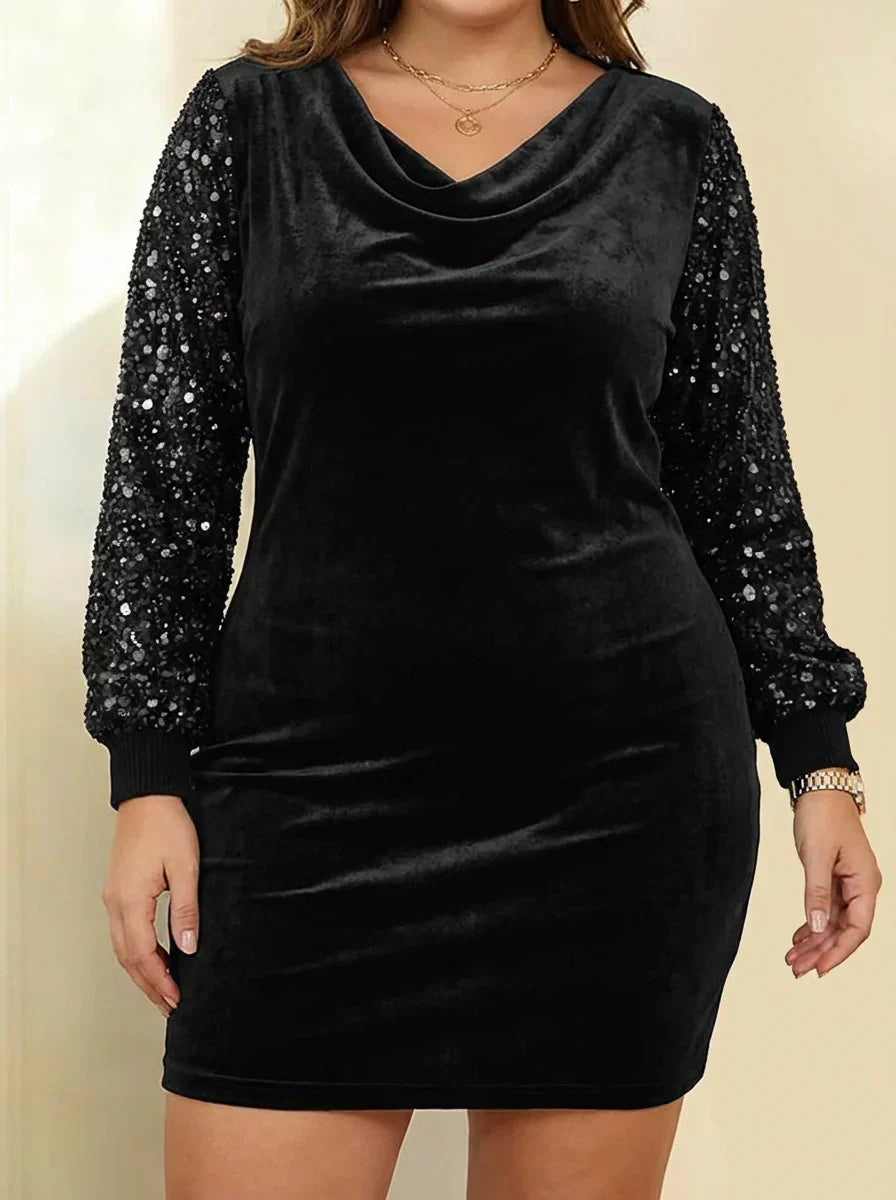 Willow | Graceful Sequin Sleeve Christmas Party Dress