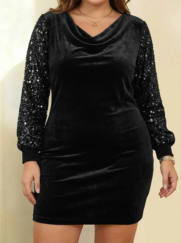 Willow | Graceful Sequin Sleeve Christmas Party Dress