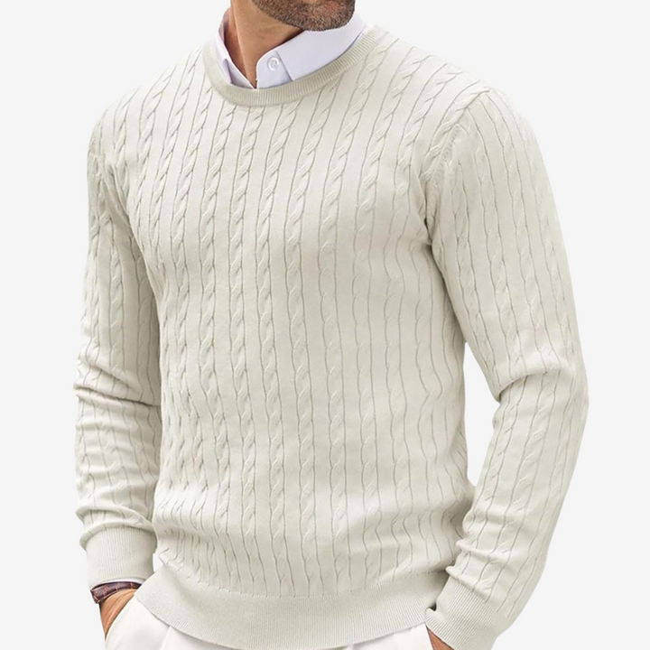Zachary | Chic Cable Knit Crew Neck Mens Jumper