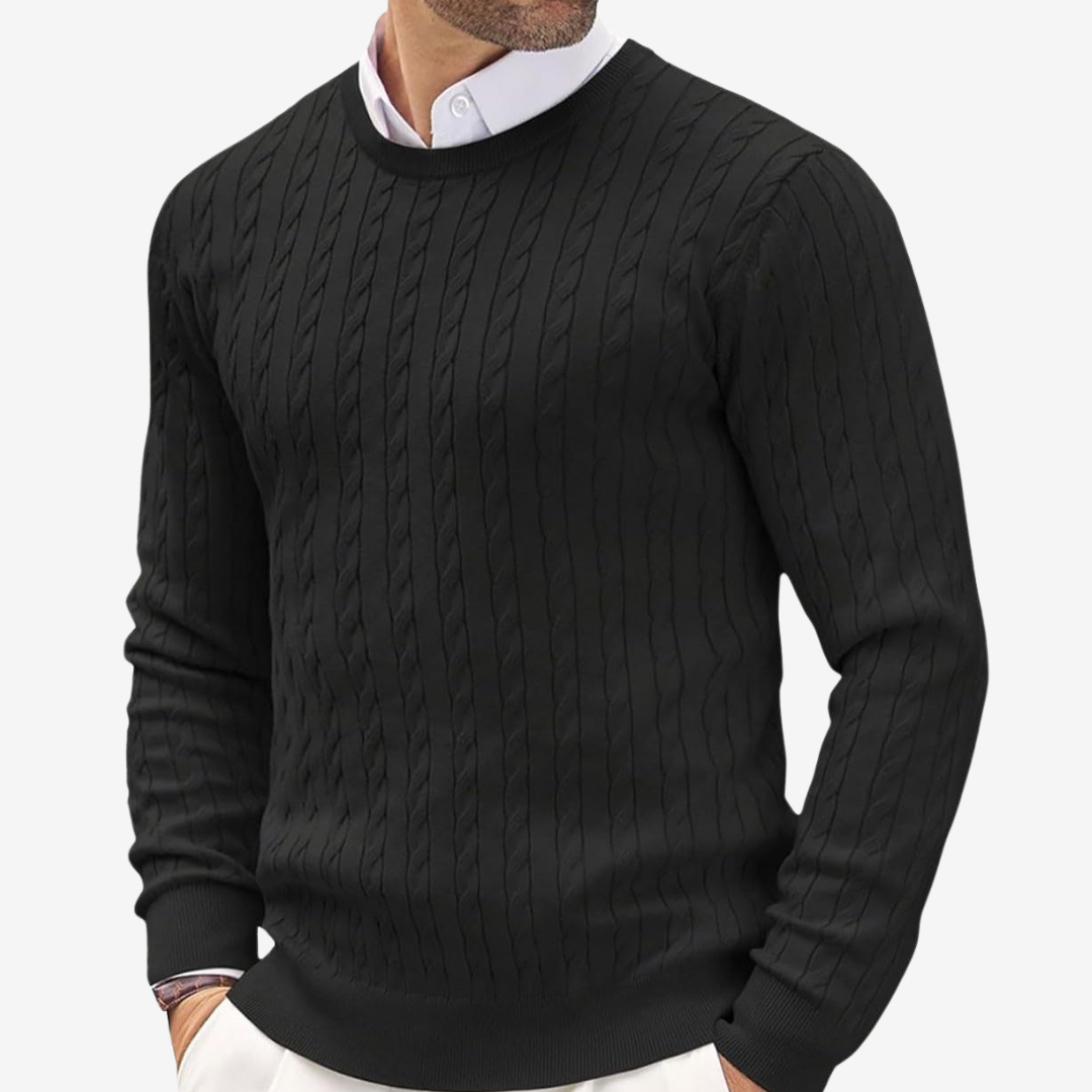 Zachary | Chic Cable Knit Crew Neck Mens Jumper