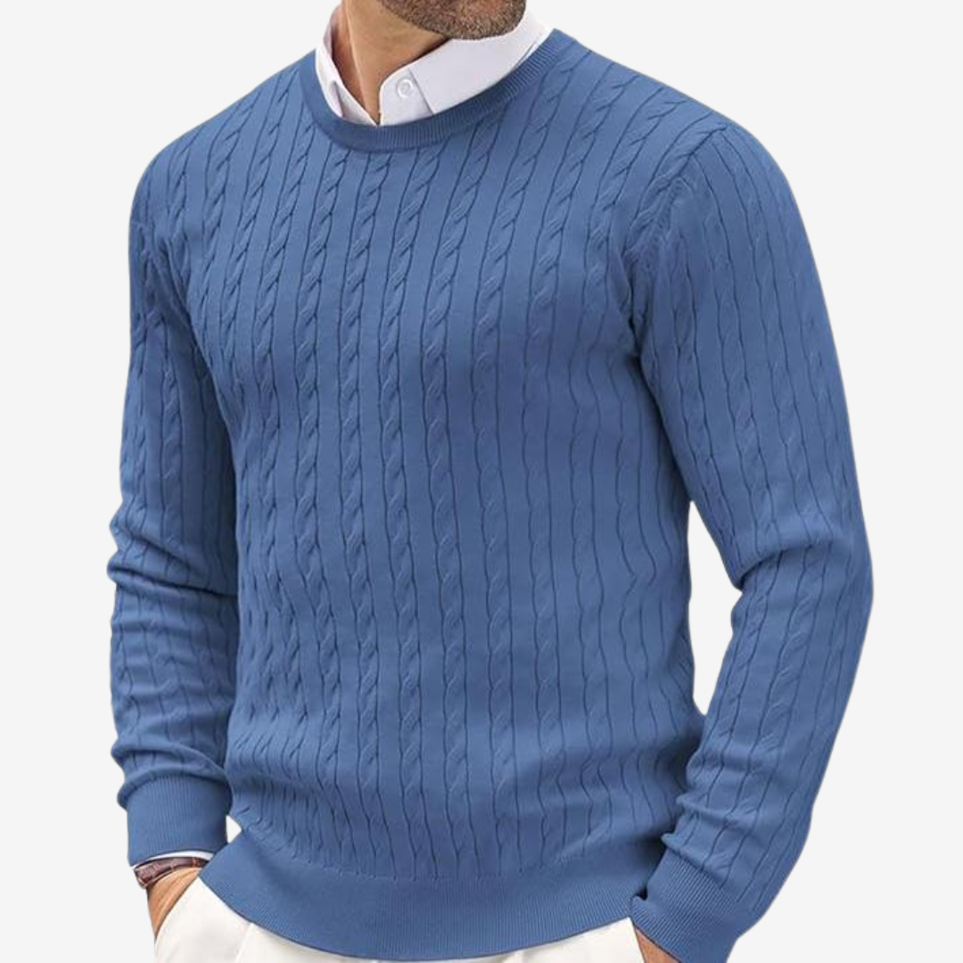 Zachary | Chic Cable Knit Crew Neck Mens Jumper