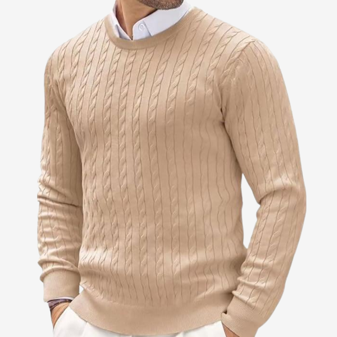 Zachary | Chic Cable Knit Crew Neck Mens Jumper