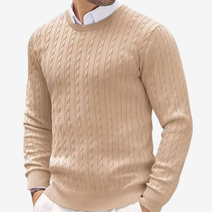 Zachary | Chic Cable Knit Crew Neck Mens Jumper