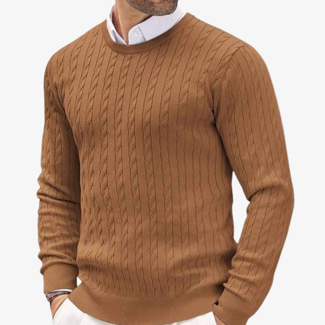 Zachary | Chic Cable Knit Crew Neck Mens Jumper