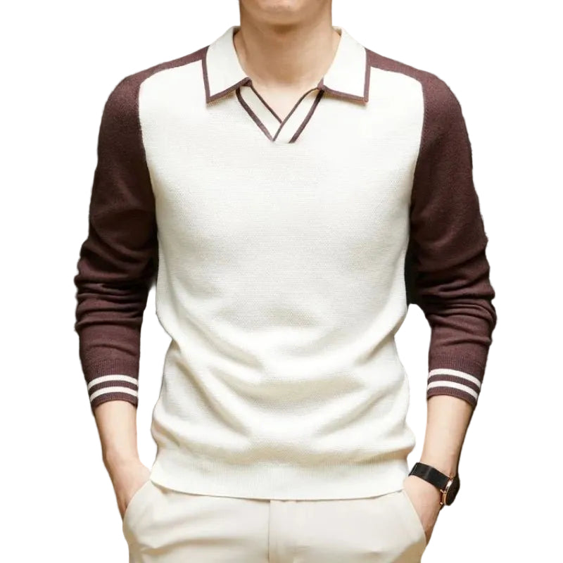 Zachary | Long Sleeve Polo Collar Mens Knit Jumper