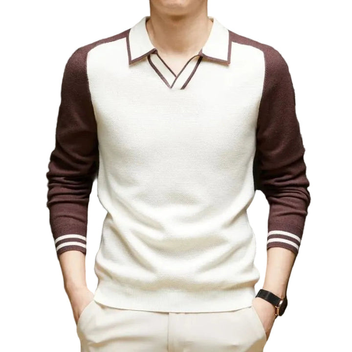 Zachary | Long Sleeve Polo Collar Mens Knit Jumper