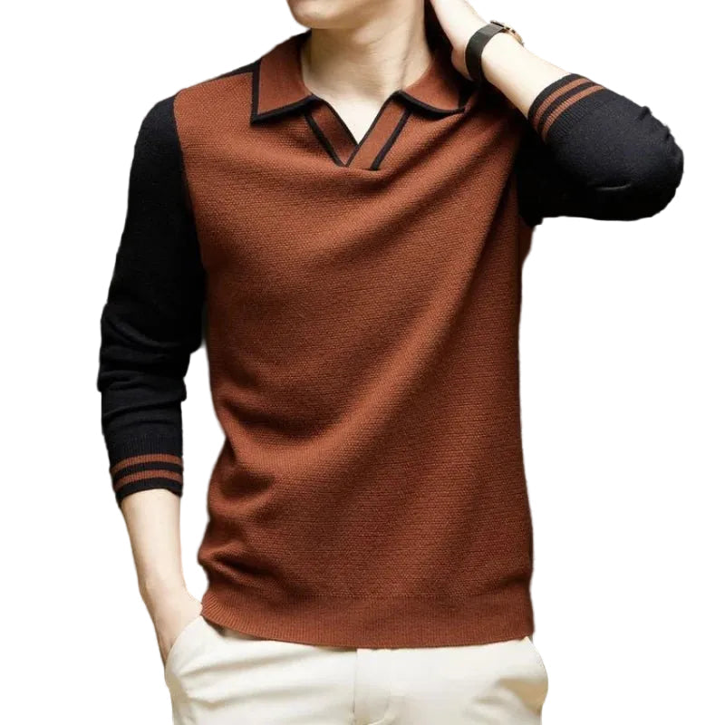 Zachary | Long Sleeve Polo Collar Mens Knit Jumper