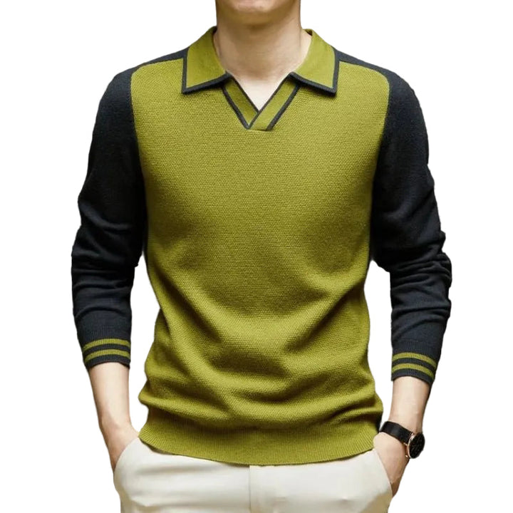 Zachary | Long Sleeve Polo Collar Mens Knit Jumper