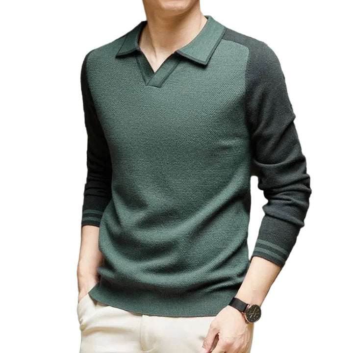 Zachary | Long Sleeve Polo Collar Mens Knit Jumper