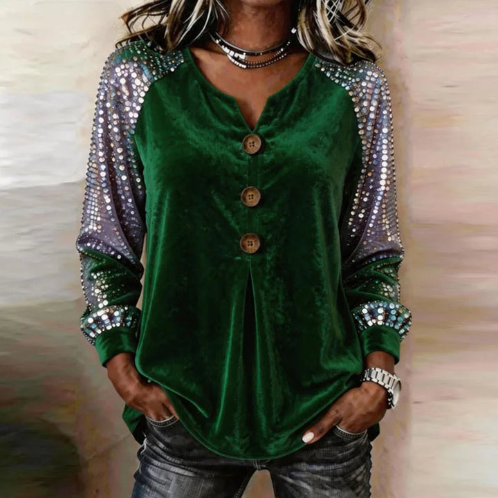Zara | Relaxed Velvet Sequin Sleeve Party Top
